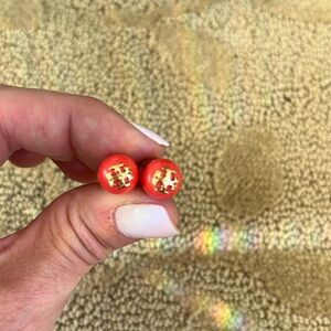 Tory Burch coral stud ball earrings